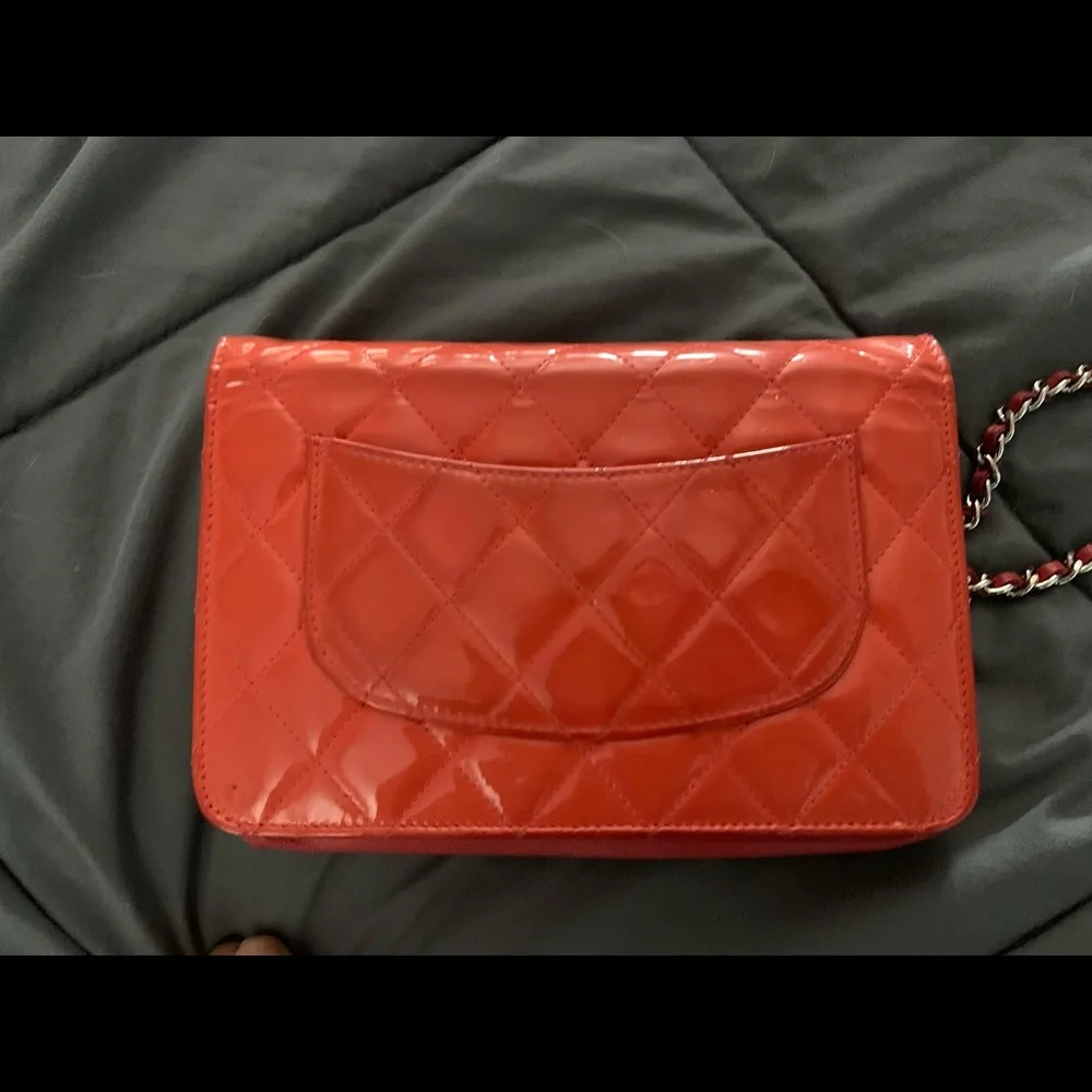 CHANEL Quilted Patent Leather Mini Flap Bag